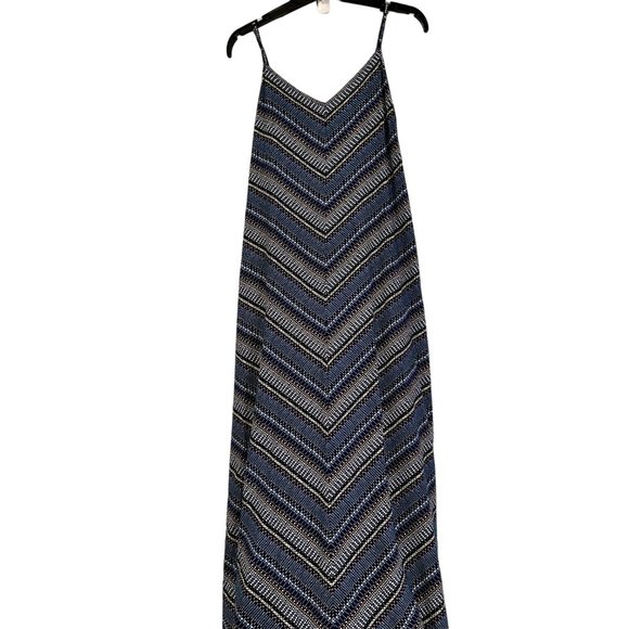 Gap Womens Size Medium Maxi Dotted Chevron Striped Mitered V-Neck Pockets Dress - Picture 6 of 14